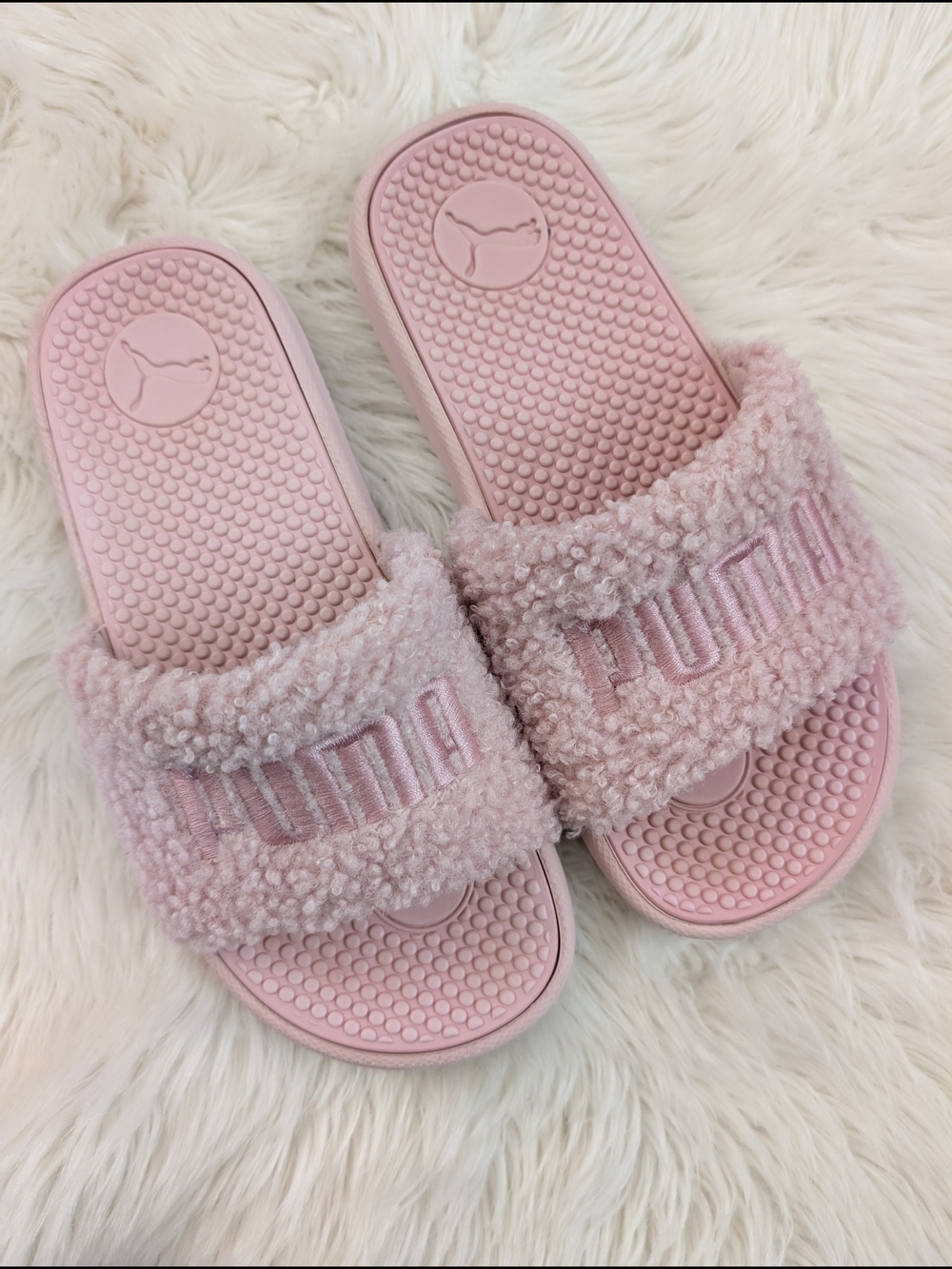 PUMA Cool Cat Sherpa slide sandals in lotus pink colorway Size 5 - Picture 2 of 10